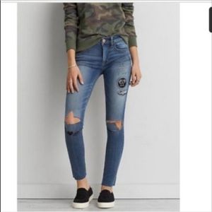 American Eagle open road embroidered distressed jegging 4 Long